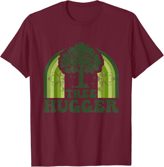 Tree Hugger Vintage Retro Nature Environmental Earth Day T-Shirt - T-Shirt | Maroon