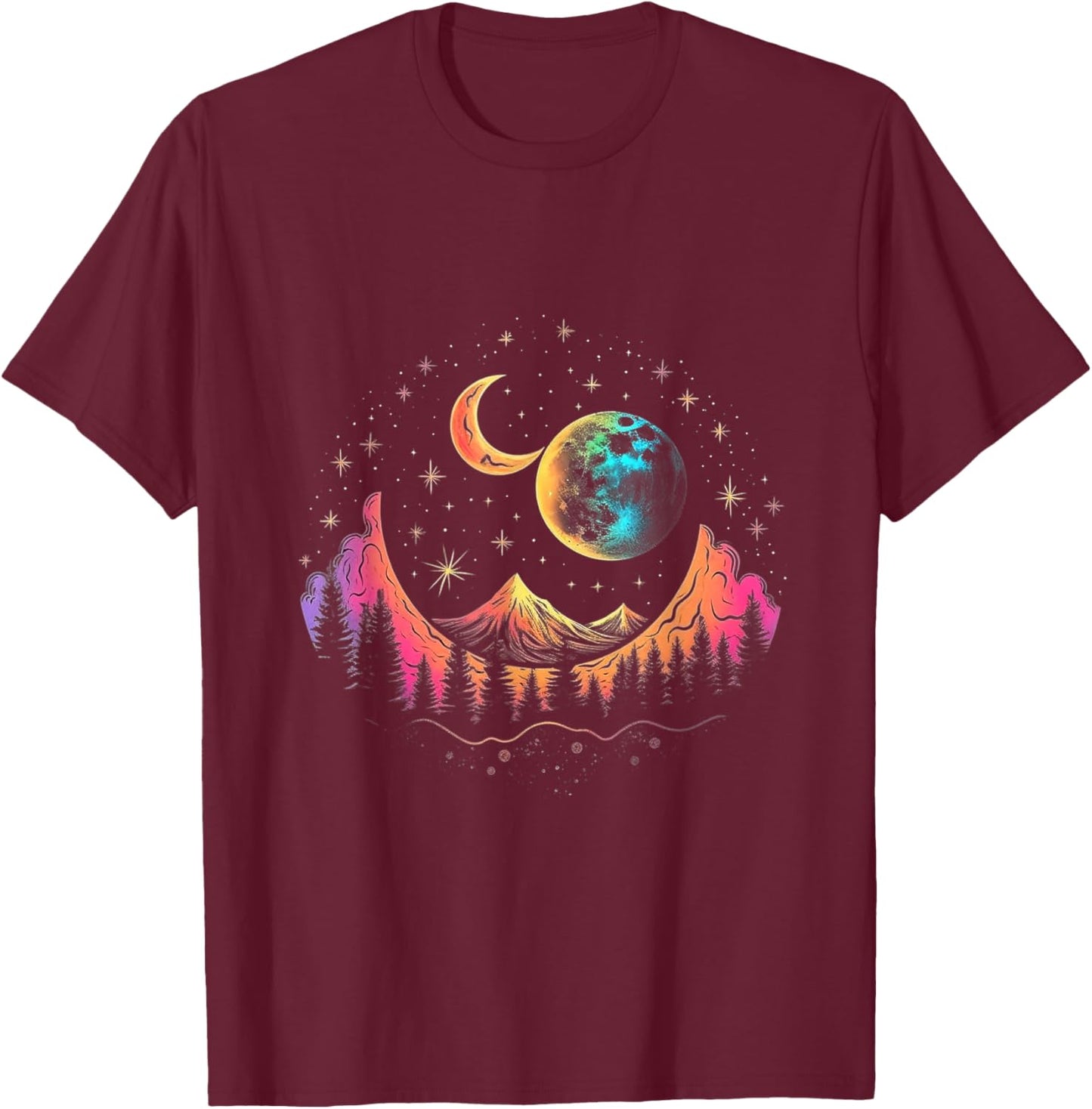 Cosmic Luminary Canvas T-Shirt - T-Shirt | Maroon