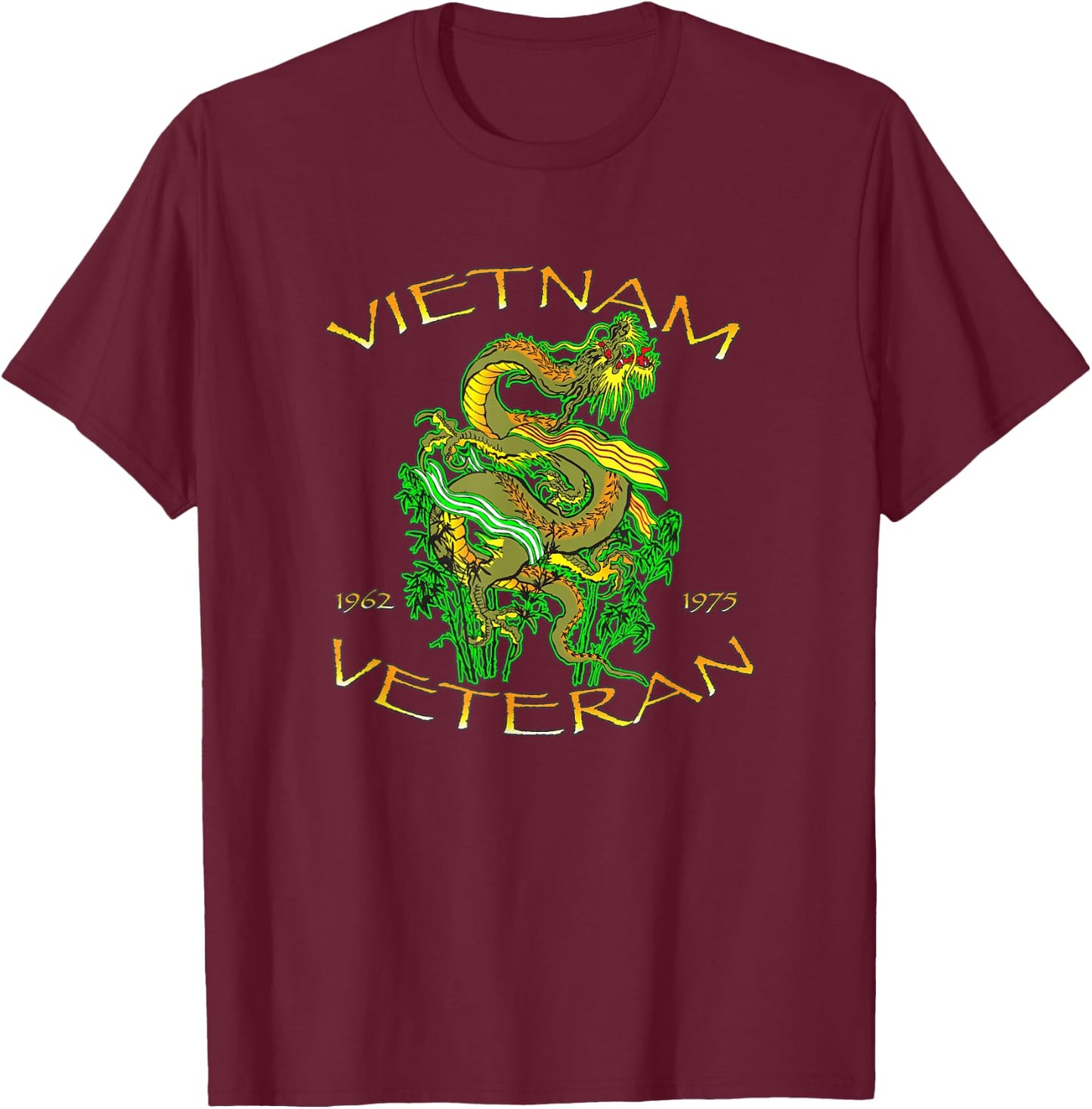 Vietnam Veteran Ribbons and Dragon T-Shirt - T-Shirt | Maroon