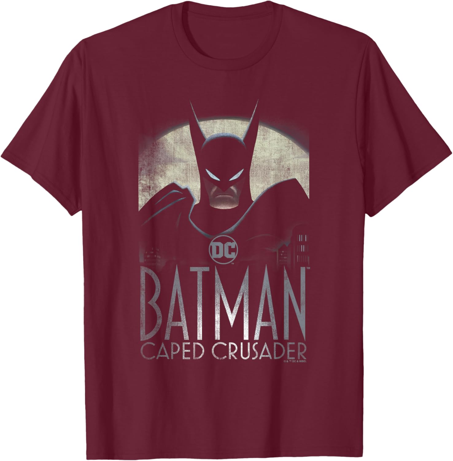 Batman: Caped Crusader Caped Crusader , Black, S T-Shirt - T-Shirt | Maroon