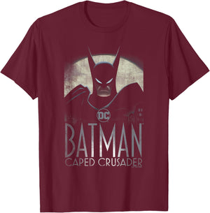 Batman: Caped Crusader Caped Crusader , Black, S T-Shirt - T-Shirt | Maroon