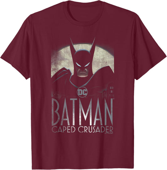 Batman: Caped Crusader Caped Crusader , Black, S T-Shirt - T-Shirt | Maroon