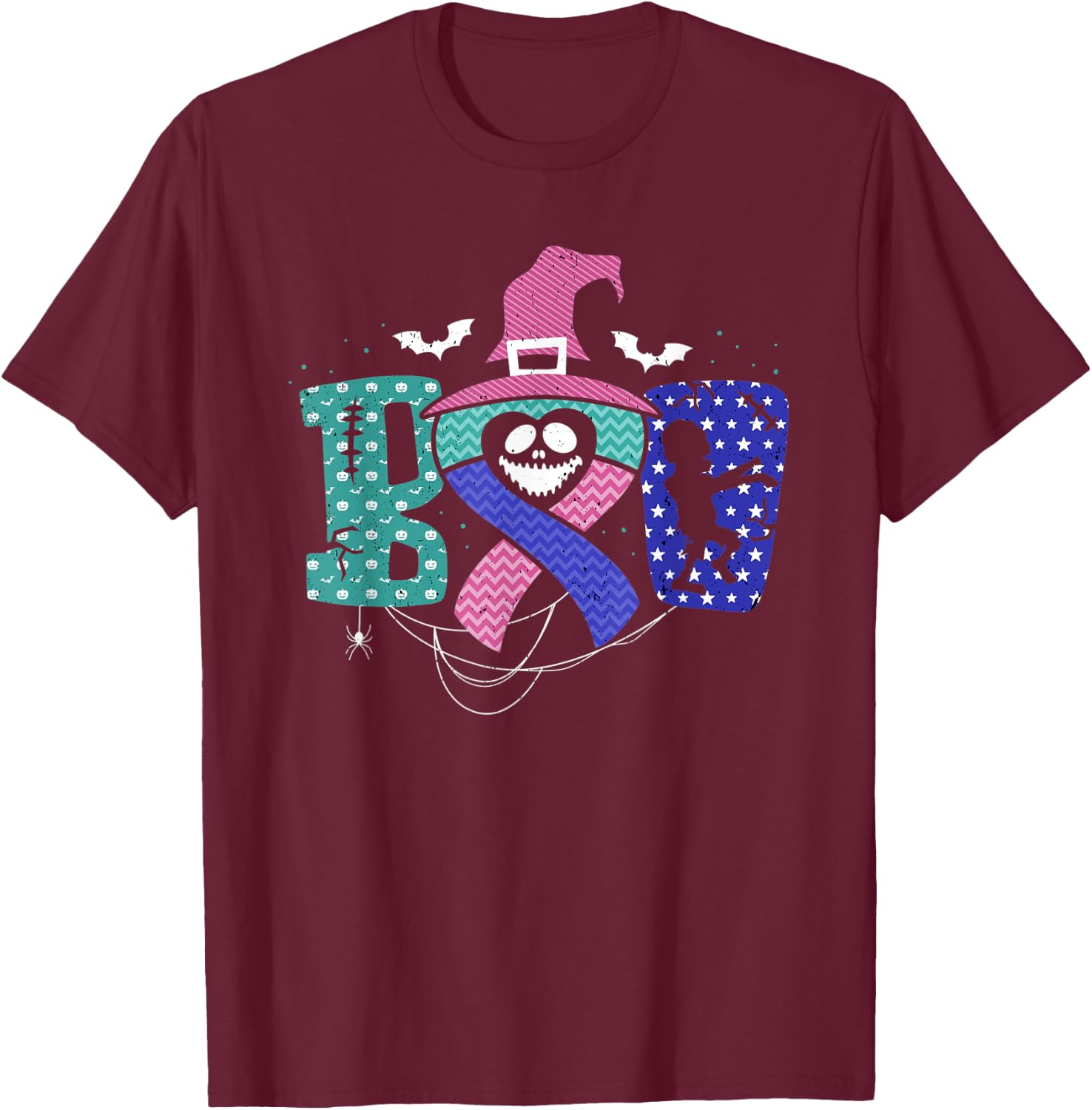 Thyroid Cancer Halloween Thyroid Ribbon Fighter Survivor T-Shirt - T-Shirt | Maroon