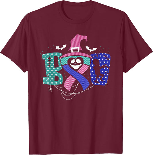 Thyroid Cancer Halloween Thyroid Ribbon Fighter Survivor T-Shirt - T-Shirt | Maroon