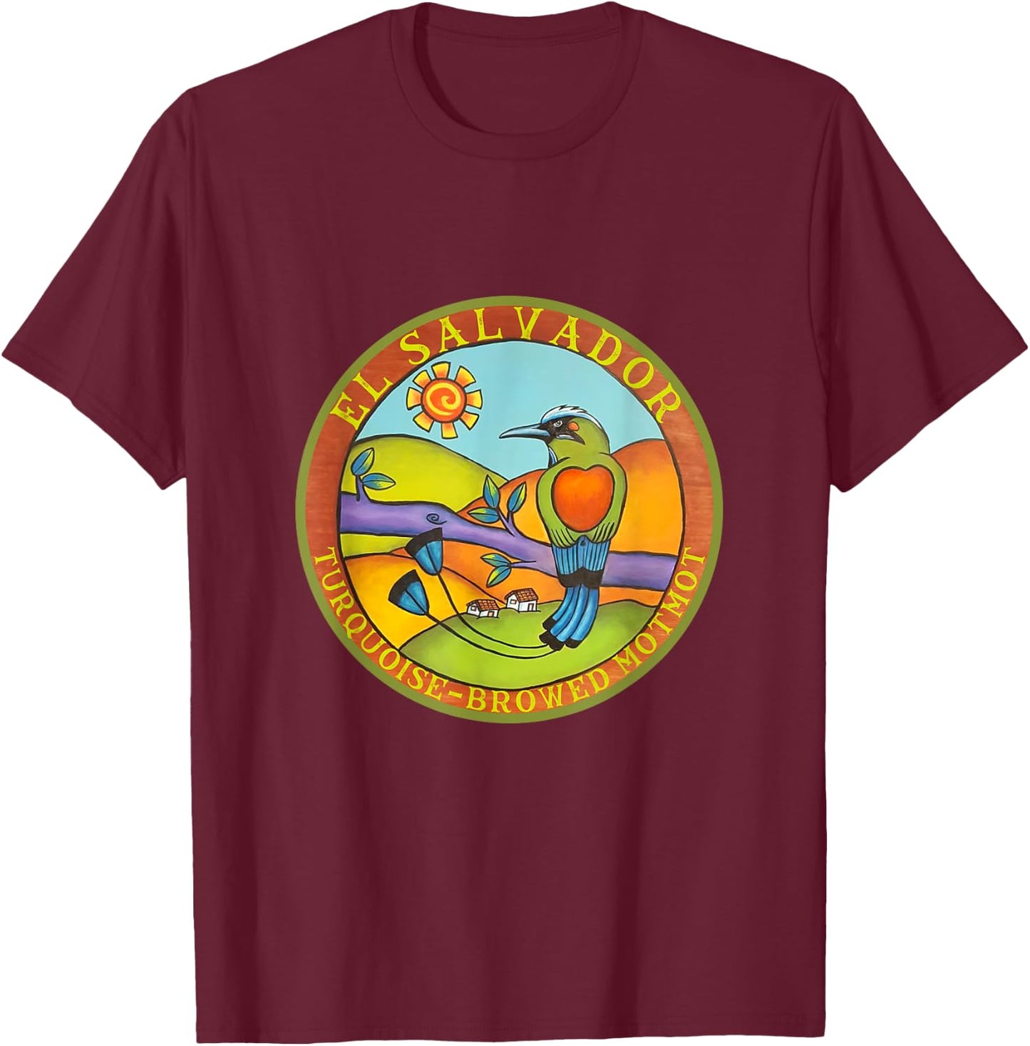 El Salvador Turquoise Browed Motmot bird watching travel T-Shirt - T-Shirt | Maroon