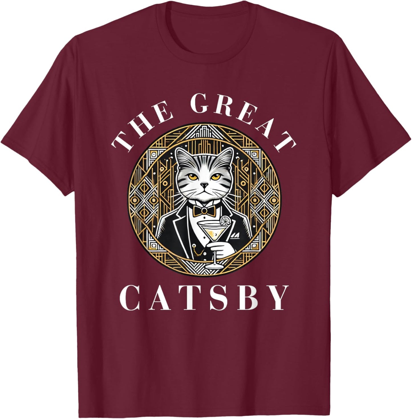 The Great Catsby Funny Cat Lovers T-Shirt - T-Shirt | Maroon