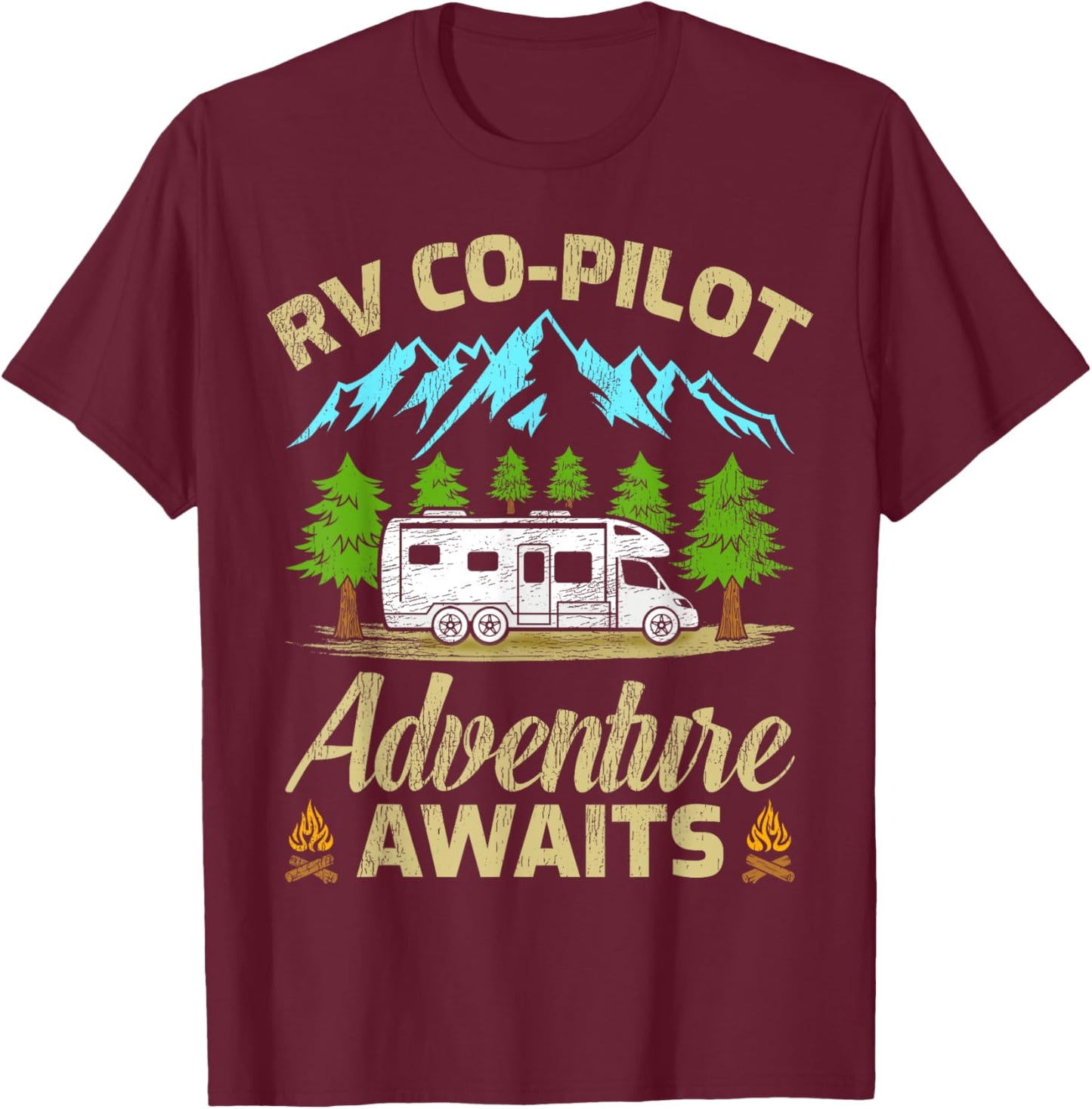 Funny RV Co-Pilot Adventure Awaits RV Camping T-Shirt - T-Shirt | Maroon