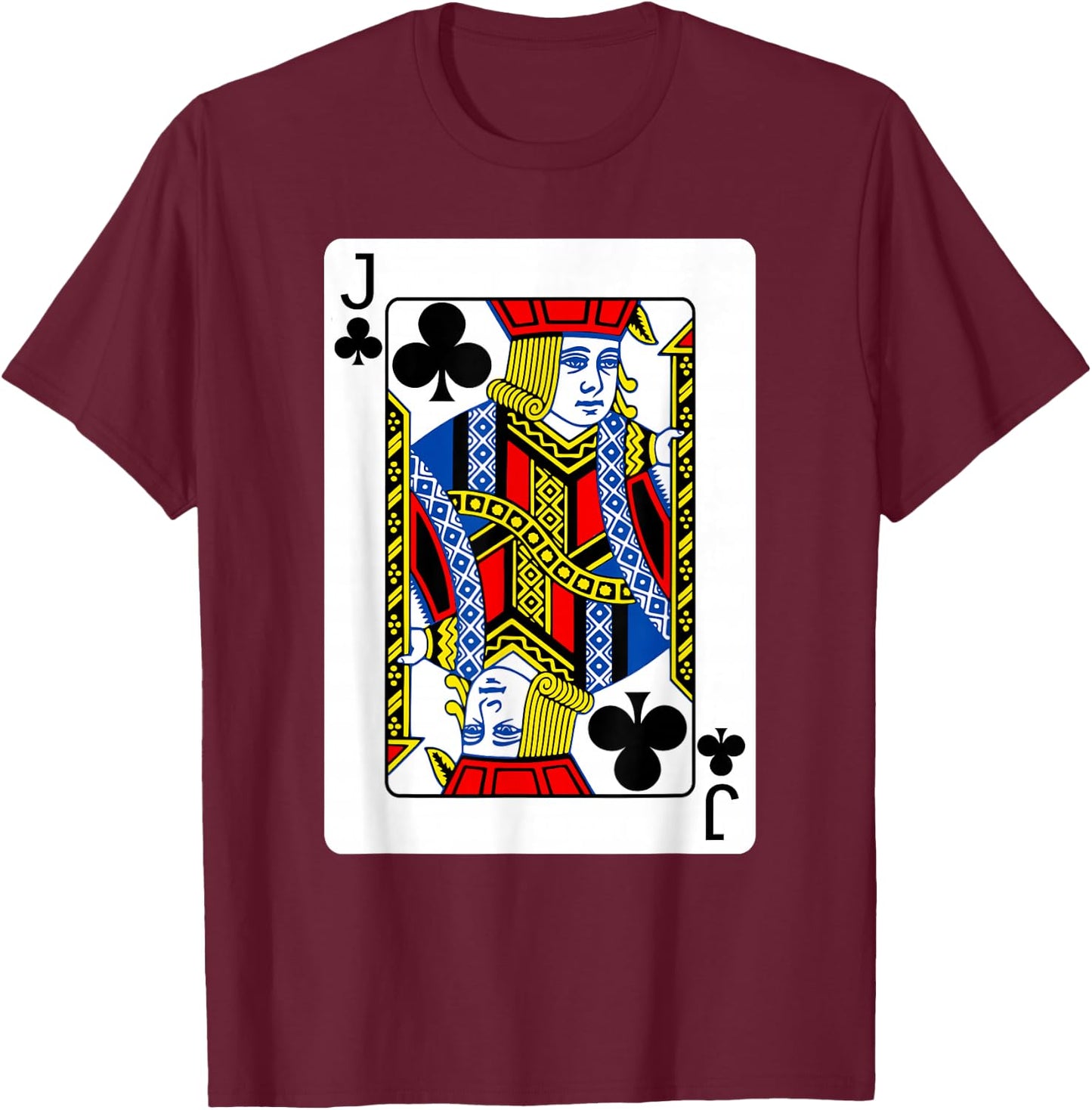 Jacks Of Clubs Playing Card Group Costume Poker Player T-Shirt - T-Shirt | Maroon