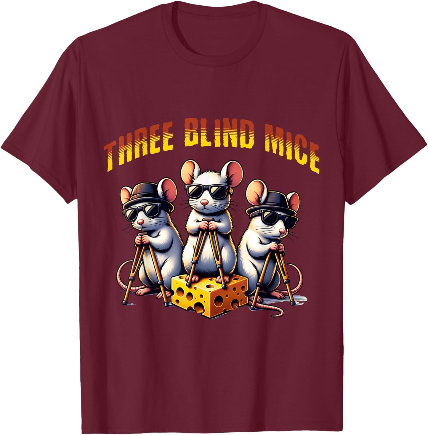 Three Blind Mice T-Shirt - T-Shirt | Maroon