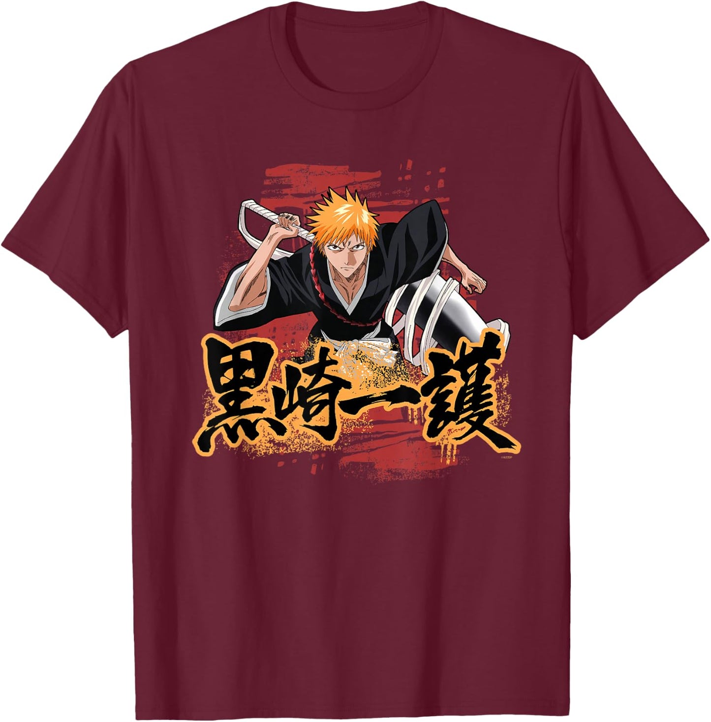 Bleach Ichigo Kanji and Symbol Scribbles Anime T-Shirt - T-Shirt | Maroon
