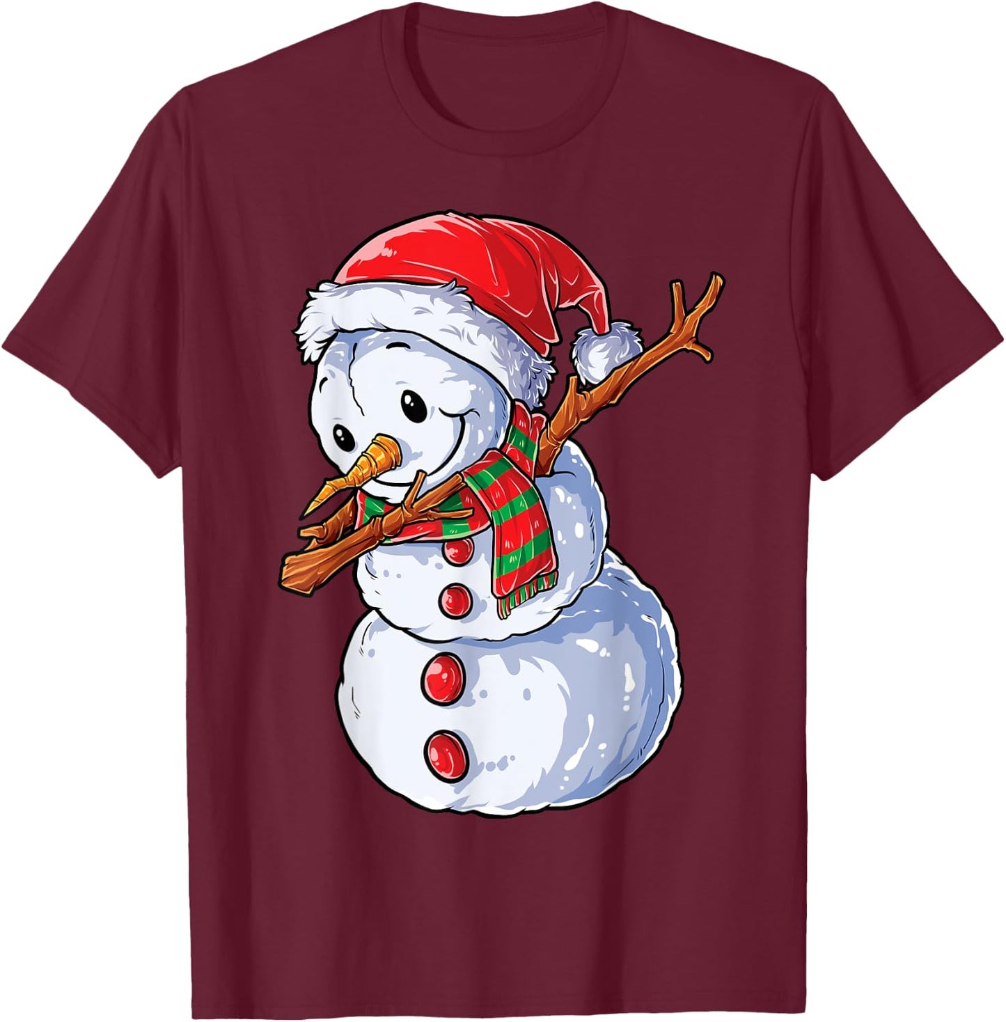 Dabbing Snowman Santa Christmas Boys Men Funny Xmas Hat Dab T-Shirt - T-Shirt | Maroon