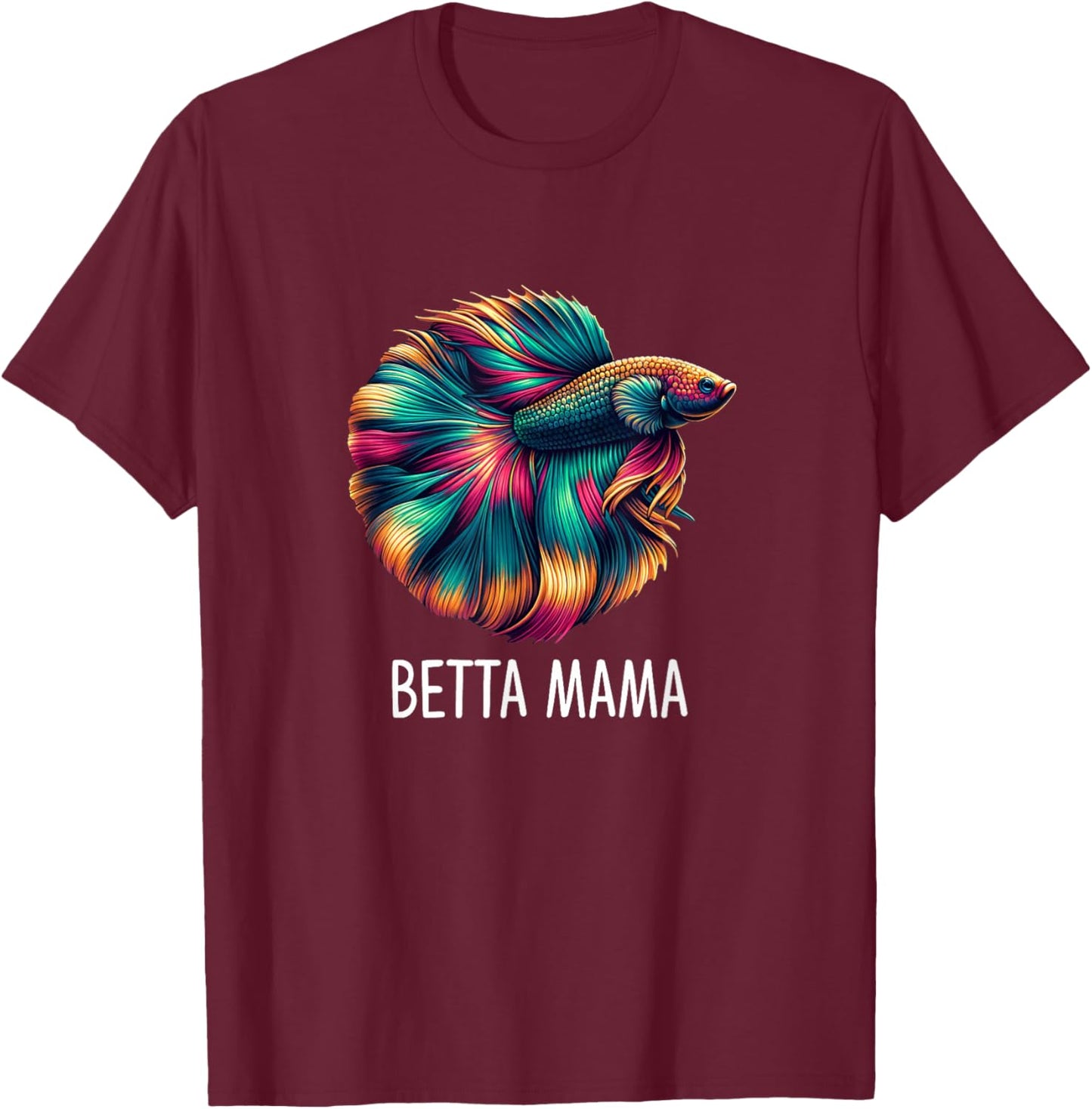 Beta Mama - Betta Fish Lover Mom T-Shirt - T-Shirt | Maroon