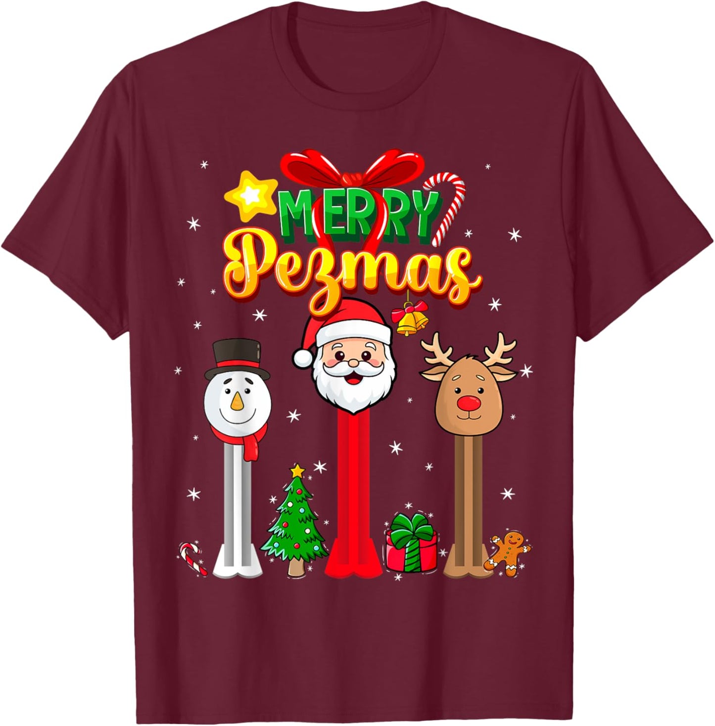 Candy Dispenser Collector Christmas Merry Pezmas T-Shirt - T-Shirt | Maroon