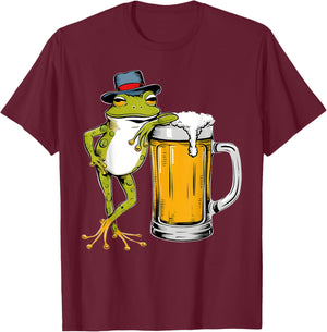 German Frog Beer Bavarian Festival Funny Oktoberfest T-Shirt - T-Shirt | Maroon