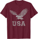 Scruffbag American Eagle Cool Distressed Flag USA Patriotic , -Adults, Black, Small, Short Sleeve, Classic Fit, Cotton, Polyester T-Shirt - T-Shirt | Maroon