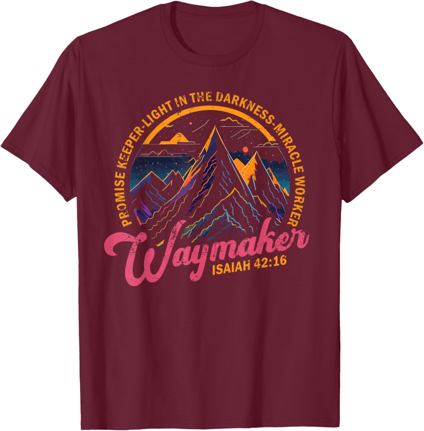 Waymaker Vintage Promise Keeper Miracle Worker Christian T-Shirt - T-Shirt | Maroon