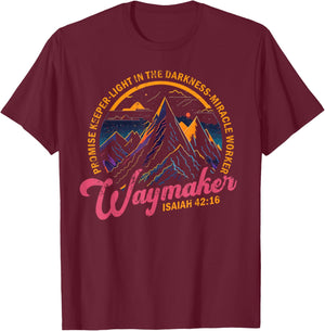 Waymaker Vintage Promise Keeper Miracle Worker Christian T-Shirt - T-Shirt | Maroon