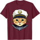 Boat Captain Cat Sailing Boat Lover Owners Sailor Cat Lover Women Girls Kids T-Shirt - T-Shirt | Maroon