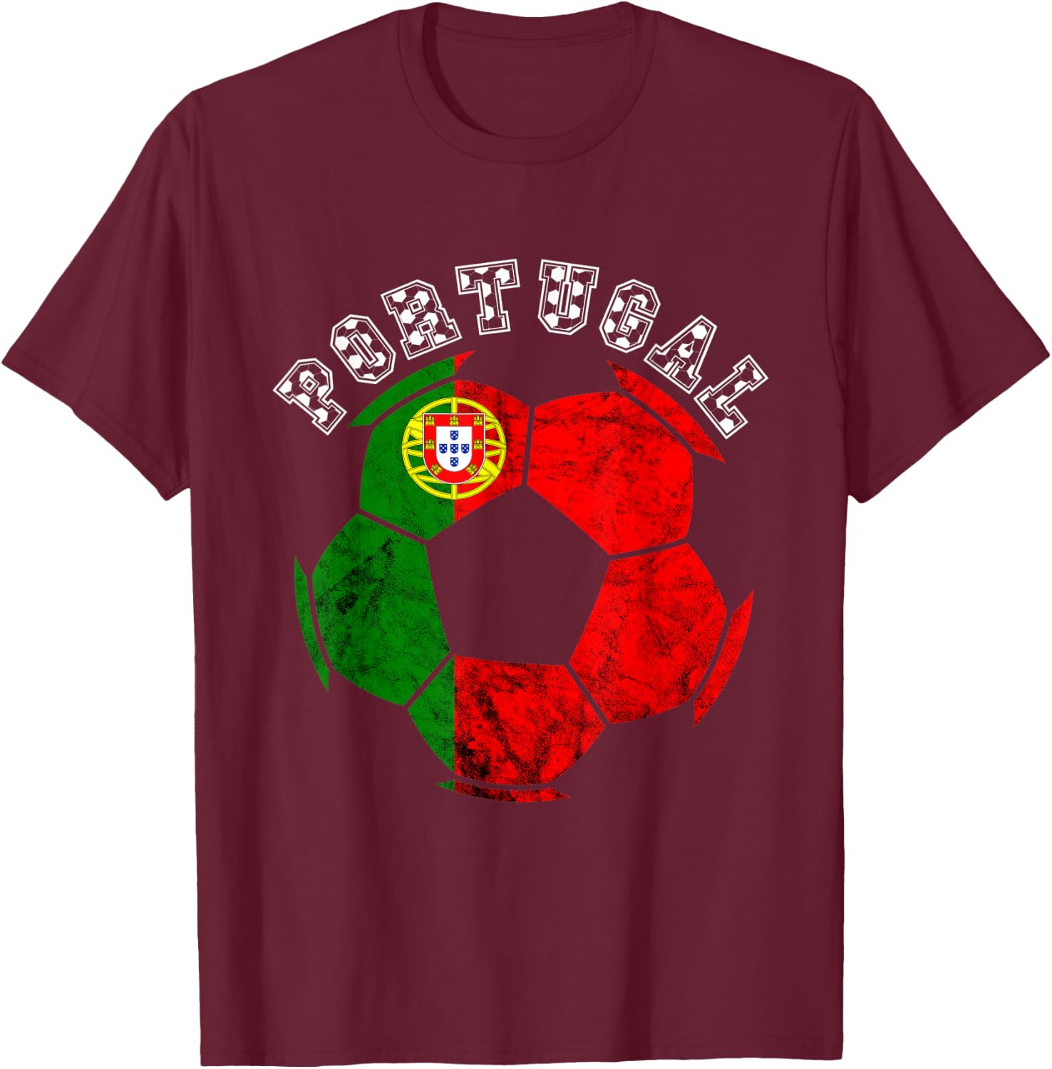 Portugal Flag Ball Portuguese Soccer Player Portuguese Pride T-Shirt - T-Shirt | Maroon