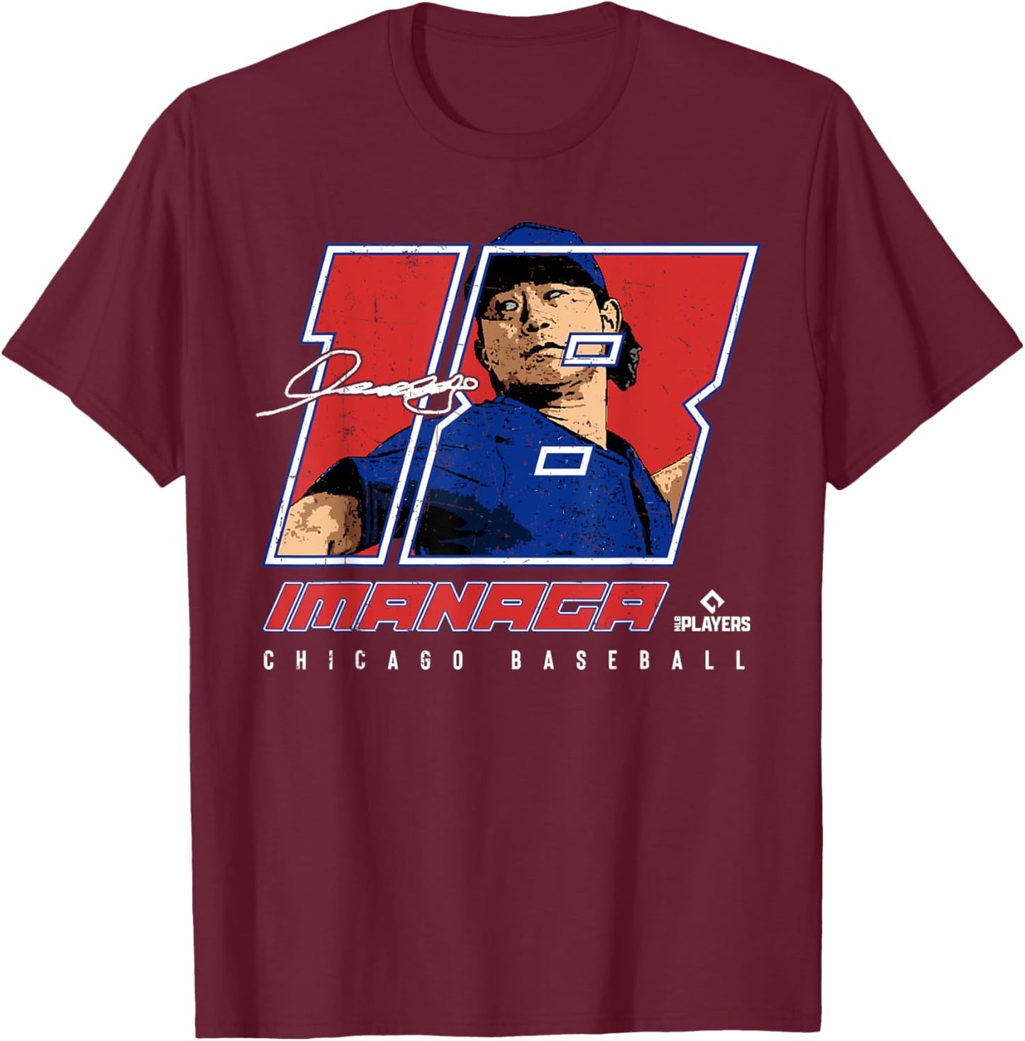Silhouette Shota Imanaga Chicago MLBPA T-Shirt - T-Shirt | Maroon