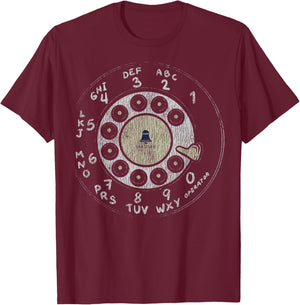 Retro Dial Plate Rotary Dial Phone Vintage Telephone Gifts T-Shirt - T-Shirt | Maroon