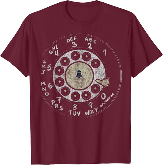 Retro Dial Plate Rotary Dial Phone Vintage Telephone Gifts T-Shirt - T-Shirt | Maroon