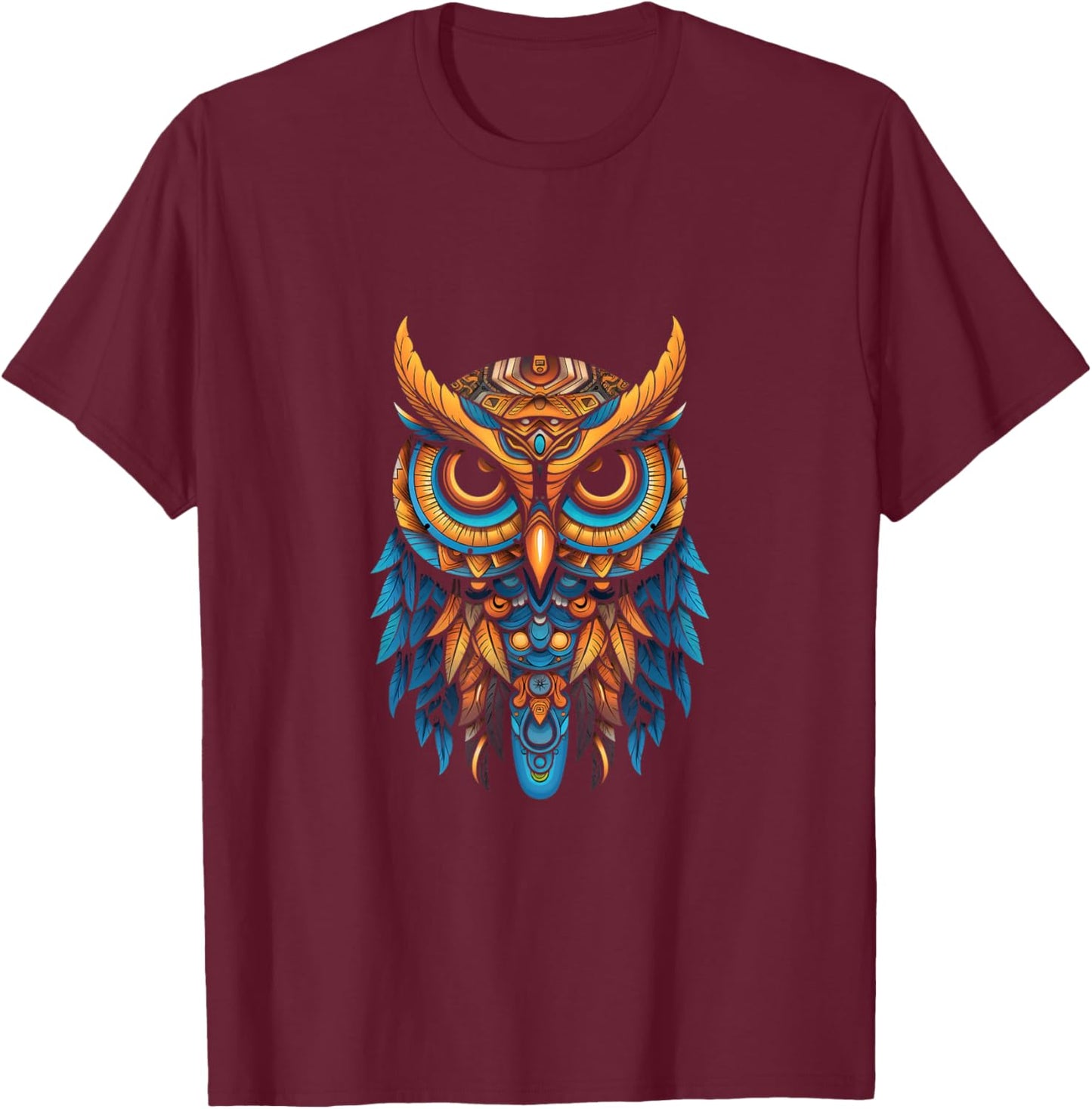 Owl Indian Indian Tribal Owls Bird Indigenous T-Shirt - T-Shirt | Maroon