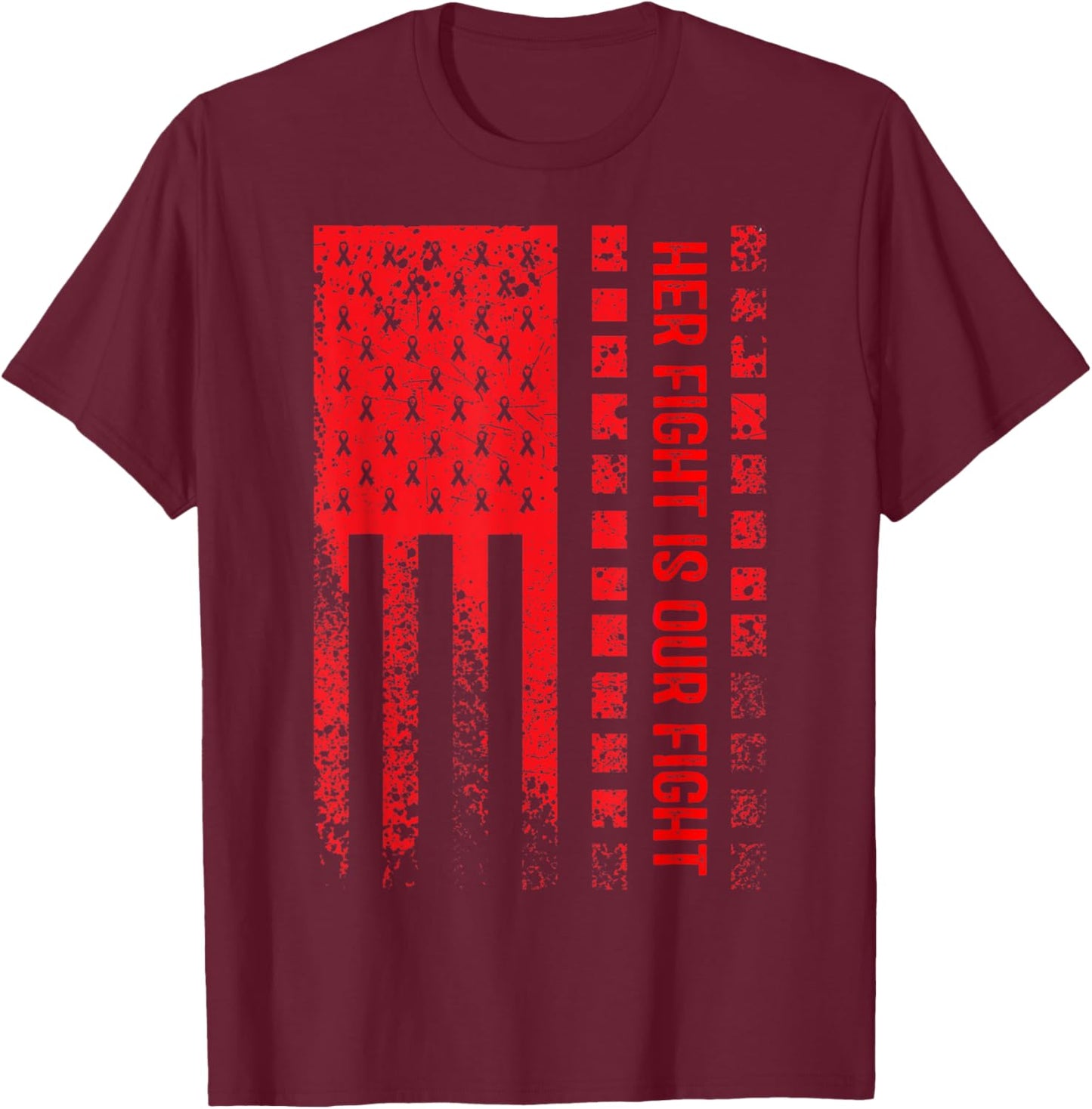 Her Fight Is Our Fight Squamous Cell Carcinoma Awareness T-Shirt - T-Shirt | Maroon