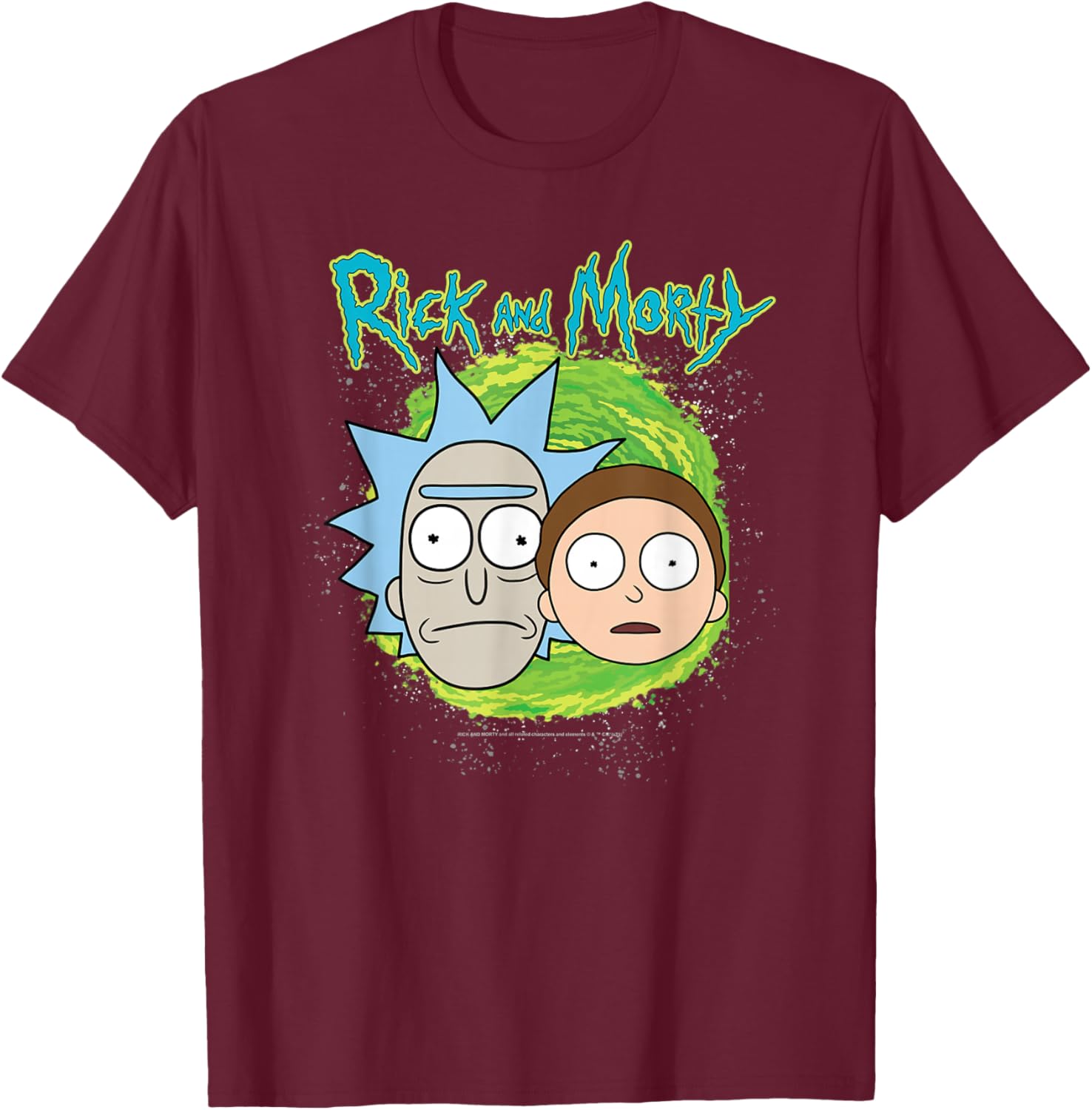 Rick and Morty Floating Heads Small T-Shirt - T-Shirt | Maroon