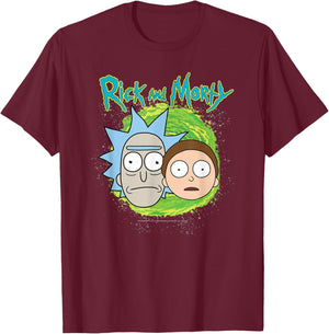 Rick and Morty Floating Heads Small T-Shirt - T-Shirt | Maroon