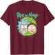 Rick and Morty Floating Heads Small T-Shirt - T-Shirt | Maroon