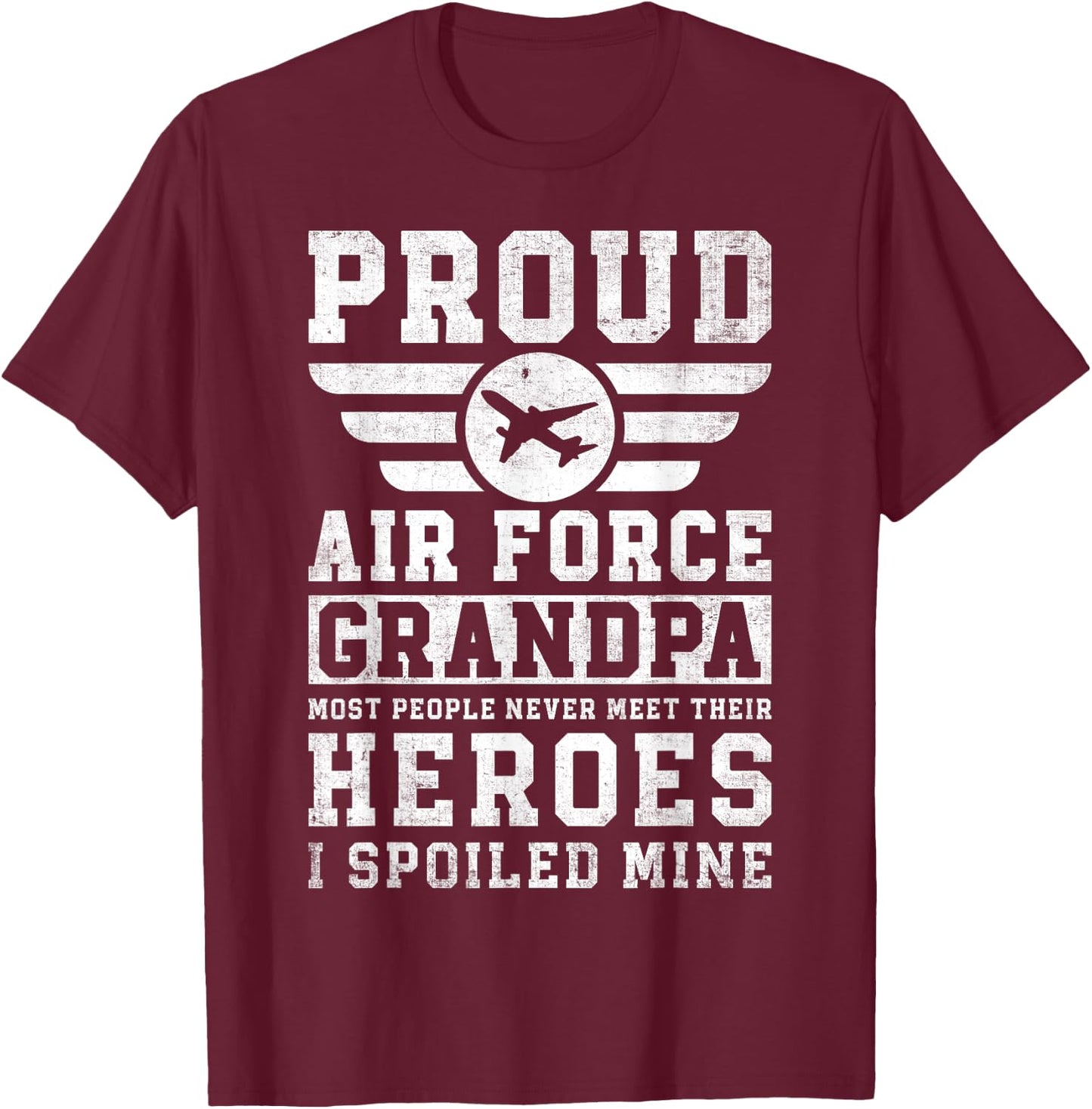 Proud Air Force Grandpa Airman Memorial Honoring Grandfather T-Shirt - T-Shirt | Maroon