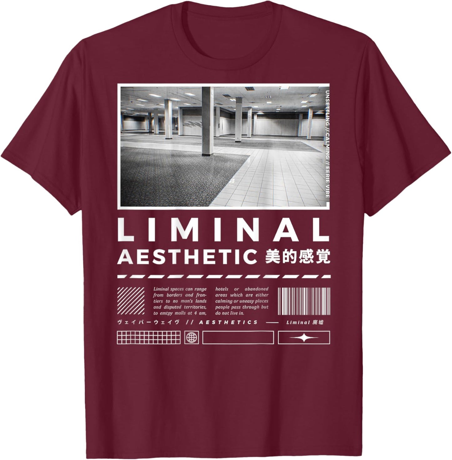 Liminal Spaces (BackPrint) Vaporwave Backrooms Pastel Goth T-Shirt - T-Shirt | Maroon