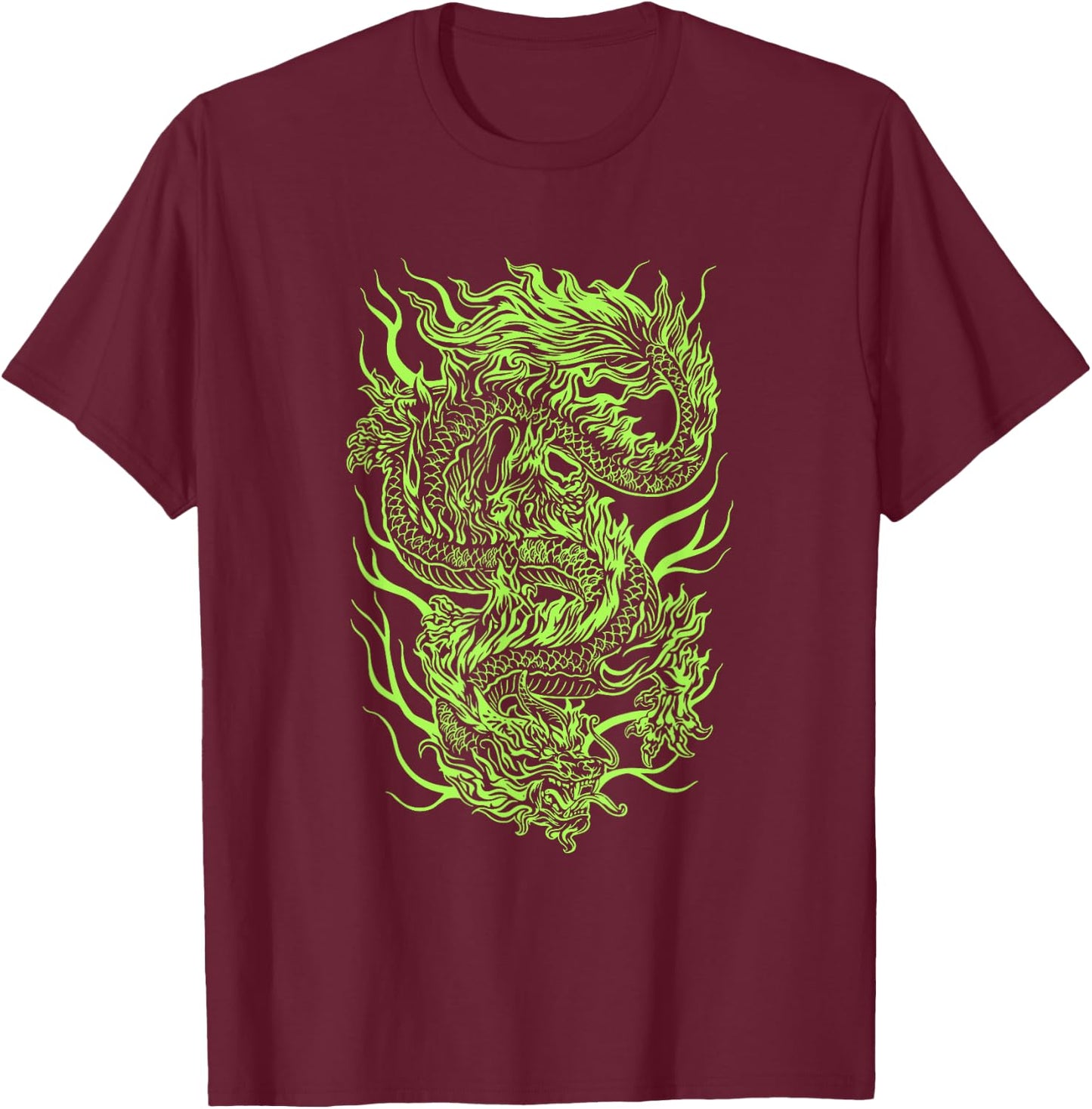 Green Chinese Dragon Grunge Aesthetic Egirl Teen Girls Women T-Shirt - T-Shirt | Maroon