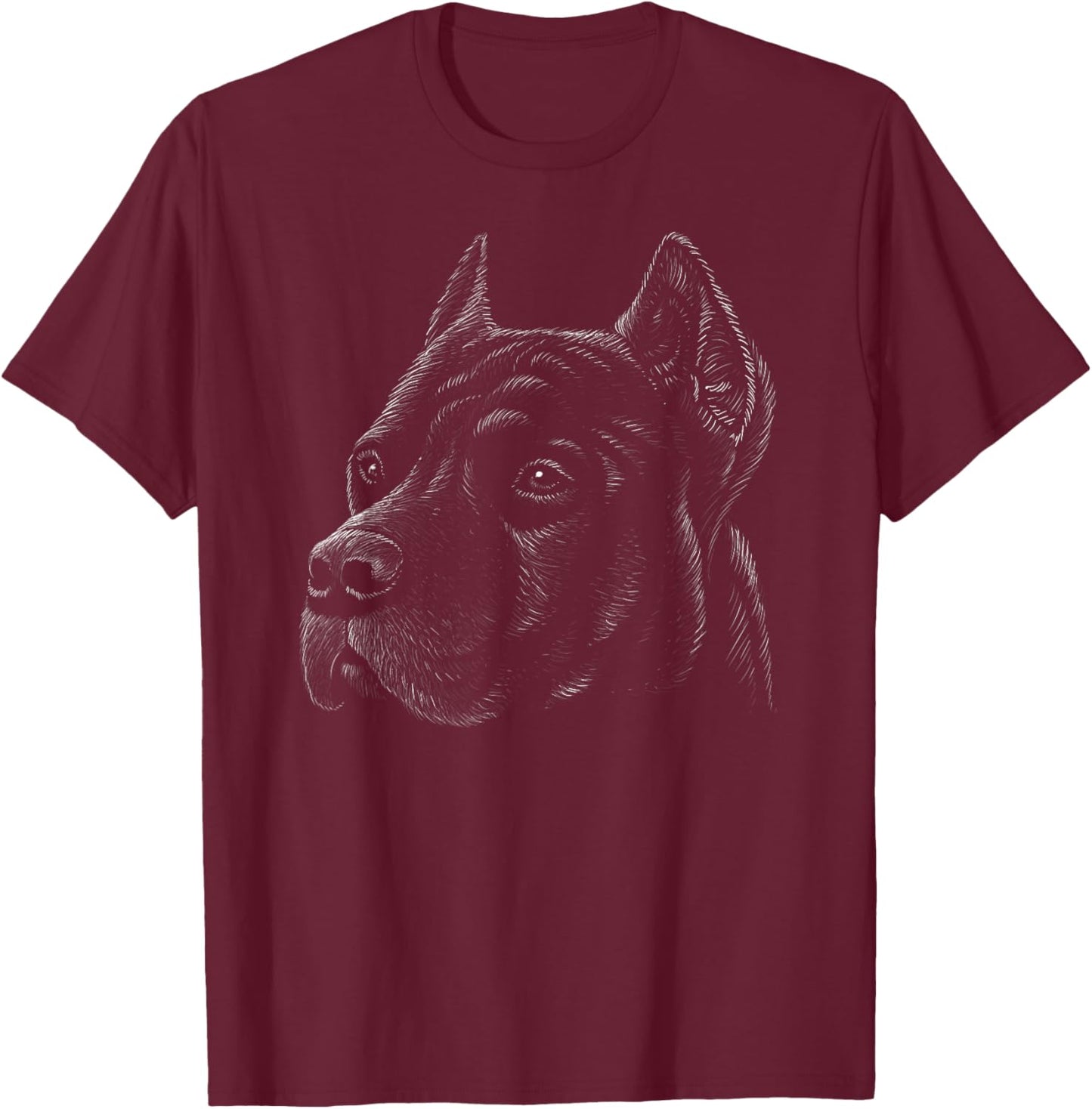 Pit bull Dog Hand Drawn T-Shirt - T-Shirt | Maroon