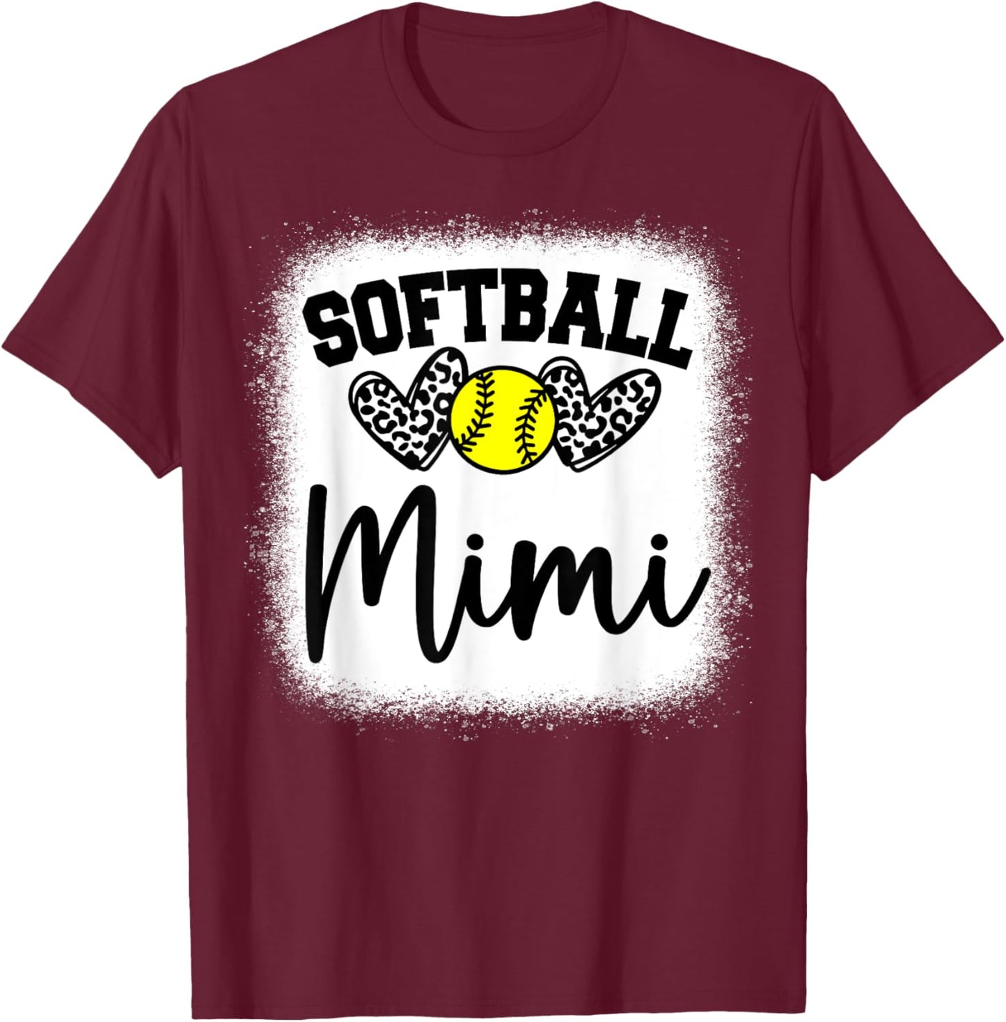 Personalized Softball Heart Cute Mimi Women Softball T-Shirt - T-Shirt | Maroon
