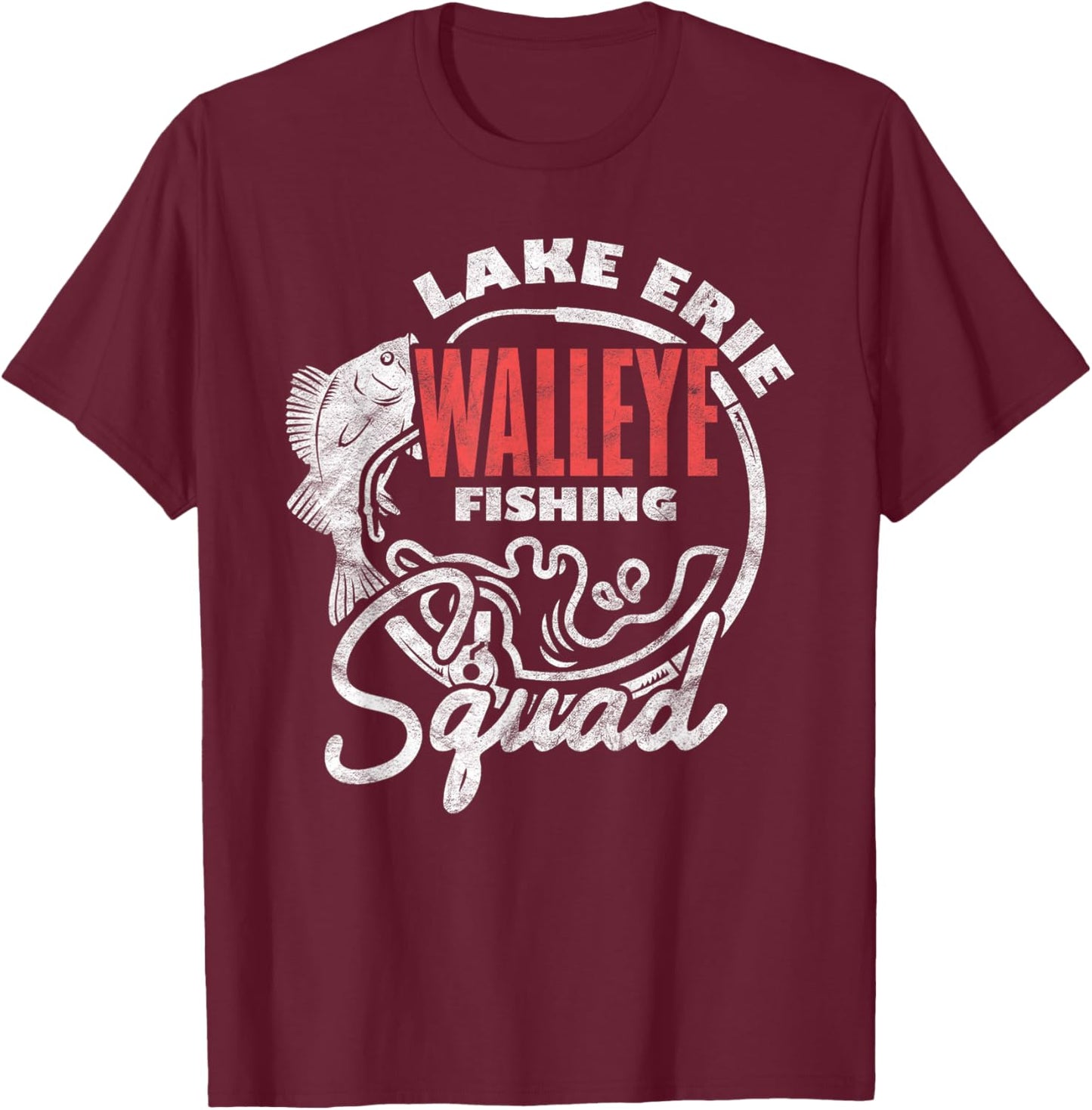 Walleye Fishing Lake Erie Walleye Fishing Squad T-Shirt - T-Shirt | Maroon