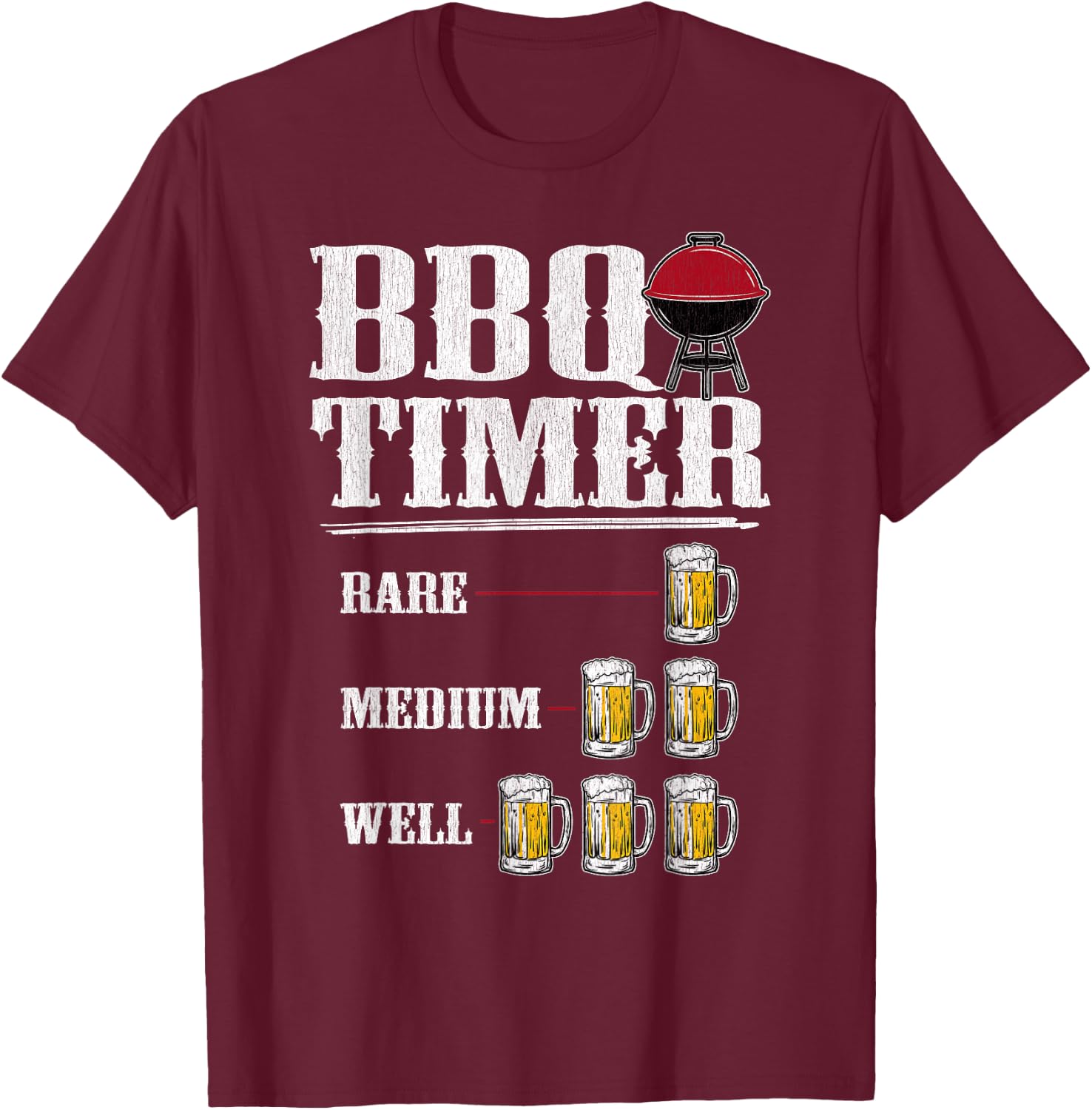 BBQ BEER TIMER SHIRT Funny BBQ Grilling Gift T-Shirt - T-Shirt | Maroon