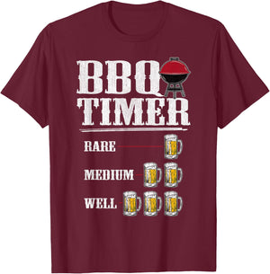 BBQ BEER TIMER SHIRT Funny BBQ Grilling Gift T-Shirt - T-Shirt | Maroon