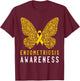 Butterfly Endometriosis Awareness Month Endo Support Ribbon T-Shirt - T-Shirt | Maroon