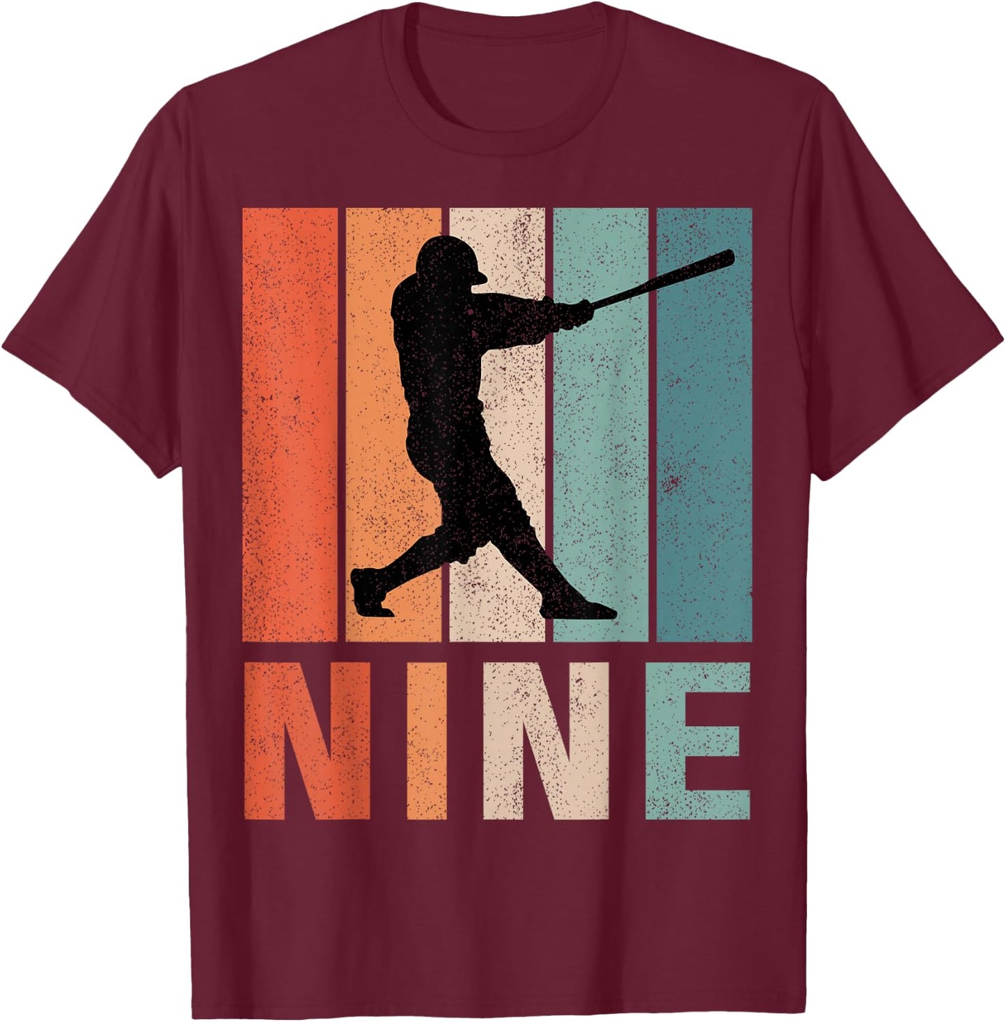 9th Birthday Retro Baseball Player Boys Kids 9 Years Old T-Shirt - T-Shirt | Maroon