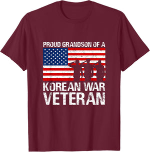 Military Family Gift Proud Grandson of a Korean War Veteran T-Shirt - T-Shirt | Maroon