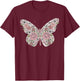 Boho Floral Butterfly Wild Flowers T-Shirt - T-Shirt | Maroon