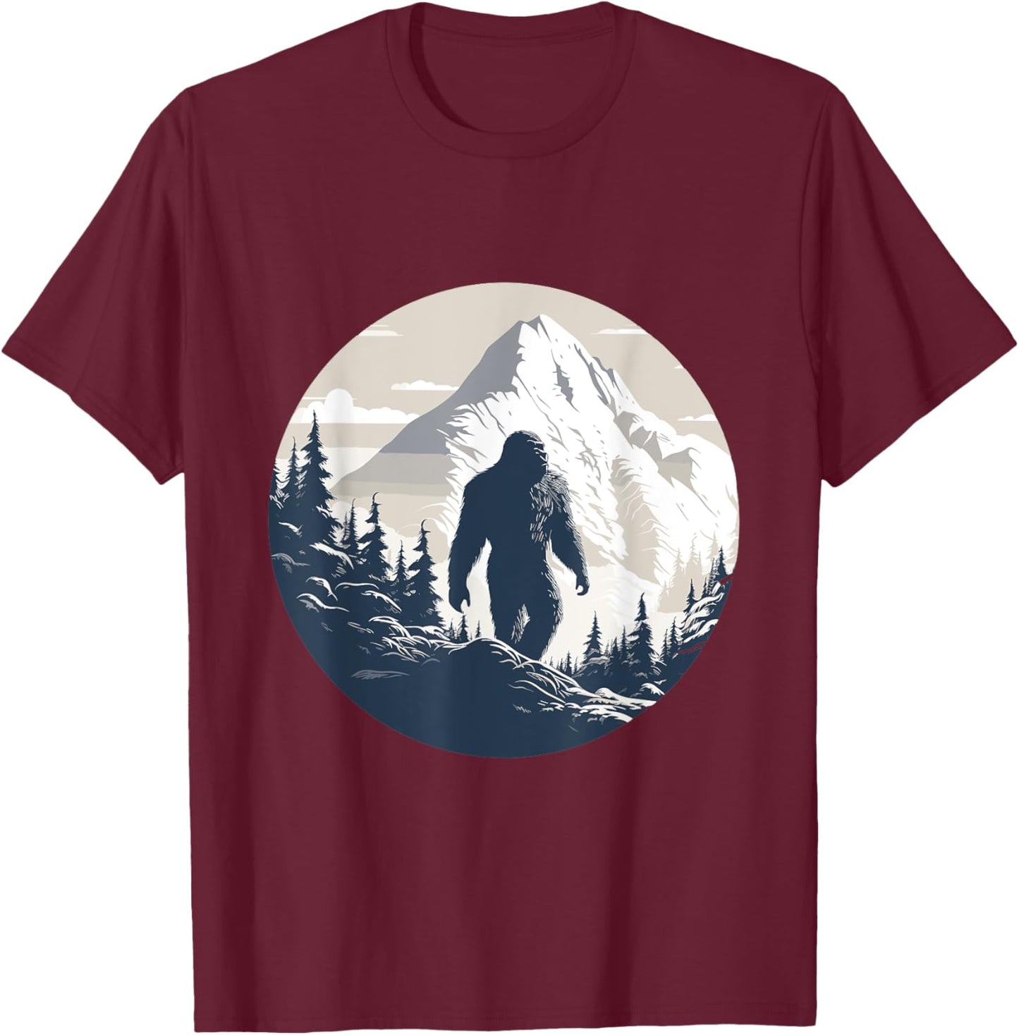 Bigfoot Sasquatch Designs Bigfoot , -Adults, Black, Small, Short Sleeve T-Shirt - T-Shirt | Maroon