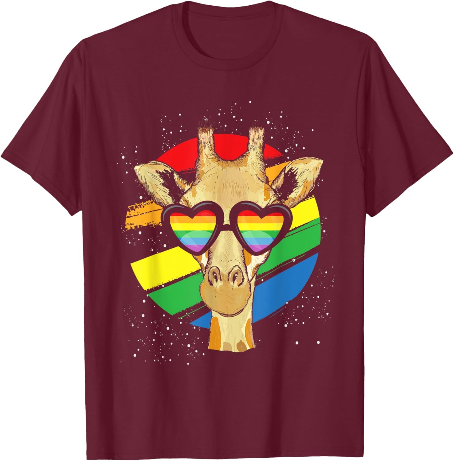 Gay Pride Glasses Giraffe T-Shirt - T-Shirt | Maroon