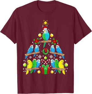 Animals Christmas Tree Presents Budgie Christmas Tree Bird T-Shirt - T-Shirt | Maroon