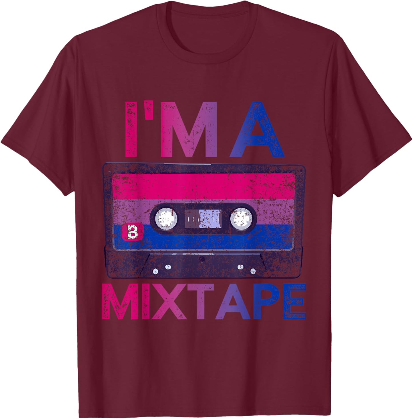 Funny Bisexuality Pride Retro Cassette Bi Gift Bisexual T-Shirt - T-Shirt | Maroon