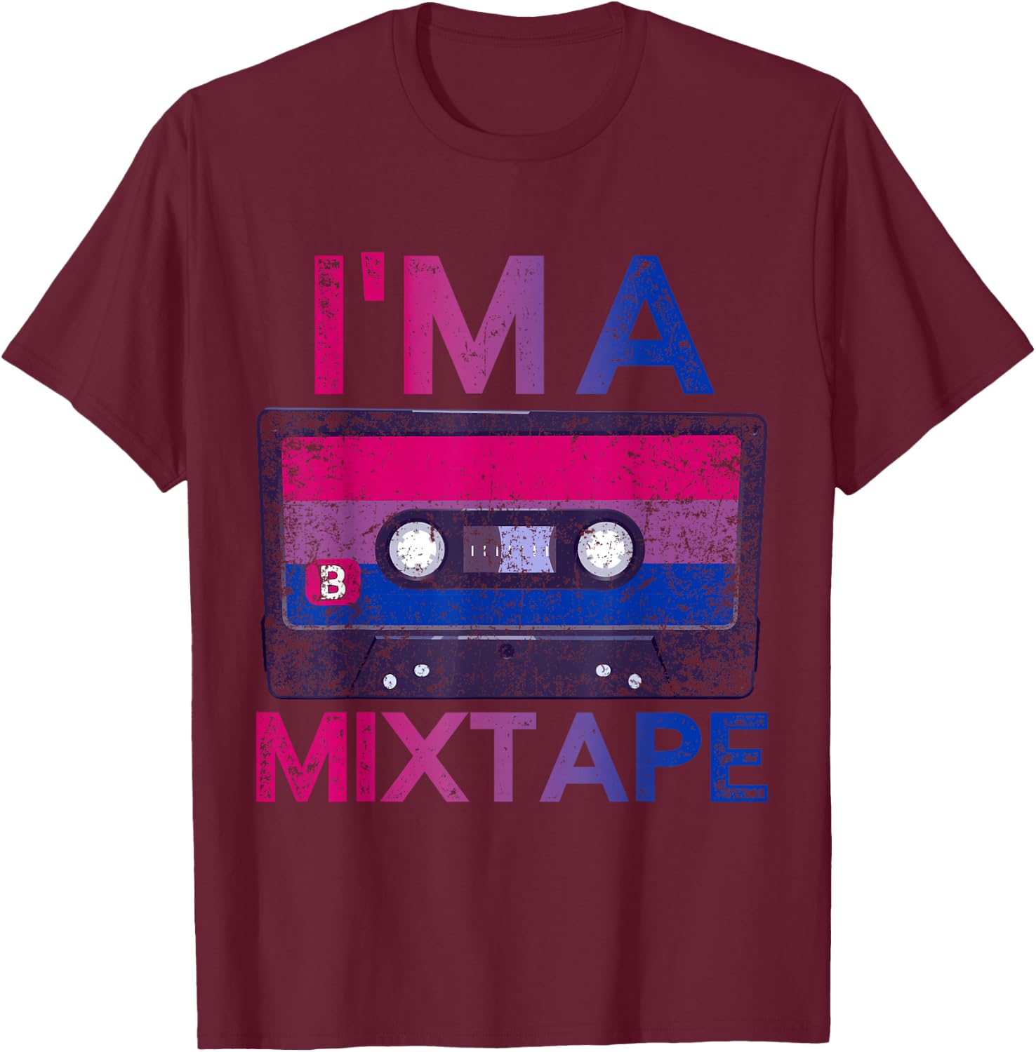 Funny Bisexuality Pride Retro Cassette Bi Gift Bisexual T-Shirt - T-Shirt | Maroon