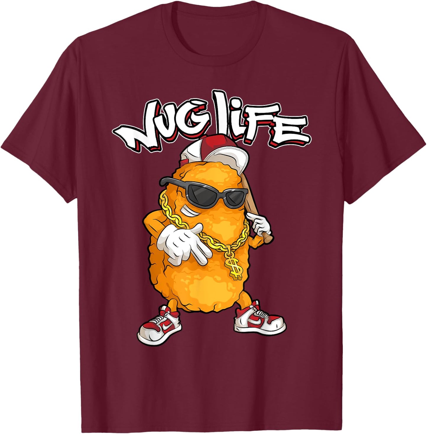 Cool Chicken Nugget Art For Boys Kids Chicken Nugget Lover T-Shirt - T-Shirt | Maroon