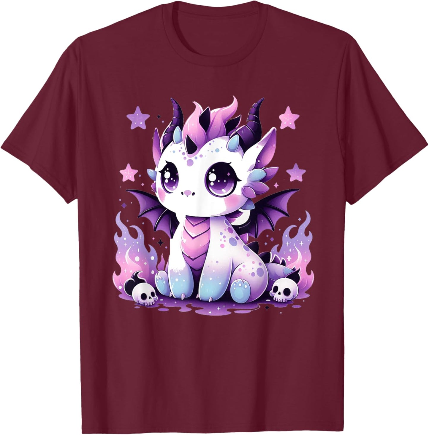 Niedlicher Pastell Goth Drache Gruselige Kawaii Hexe Anime Gothic T-Shirt - T-Shirt | Maroon